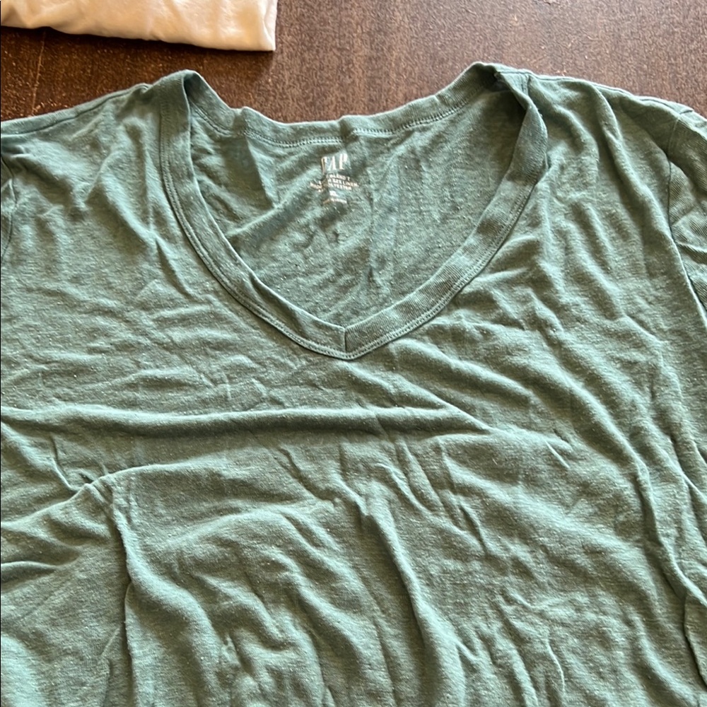 Casual Green and cream  V-Neck T-Shirts - 2 for one price!